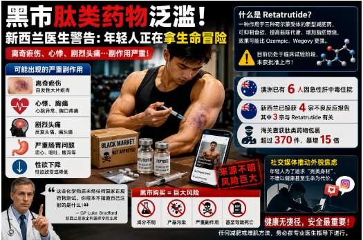 黑市肽类药物泛滥！新西兰医生警告：离奇瘀伤、心悸、剧烈头痛，年轻人正在拿生命冒险 ...